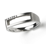 Open Rectangle w/CZ Stainless Steel Ring